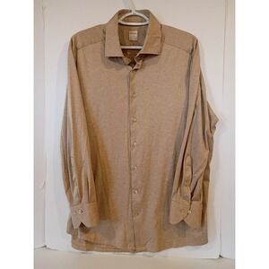 Stenstroms Slimline Shirt Mens XL Beige Long Sleeve Performance Button Up Luxury